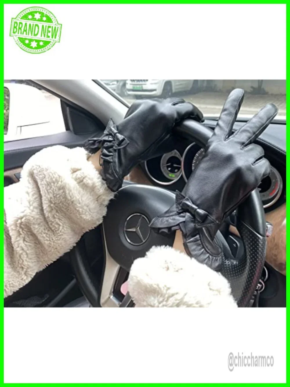 Genuine Sheepskin Leather Gloves with Cashmere Lining Touchscreen Driving